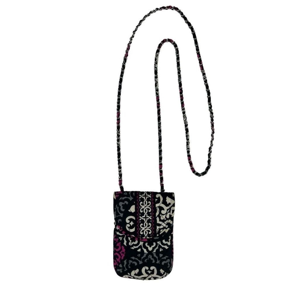 Vera Bradley Canterbury Magenta & Black Phone Crossbody Purse Pouch